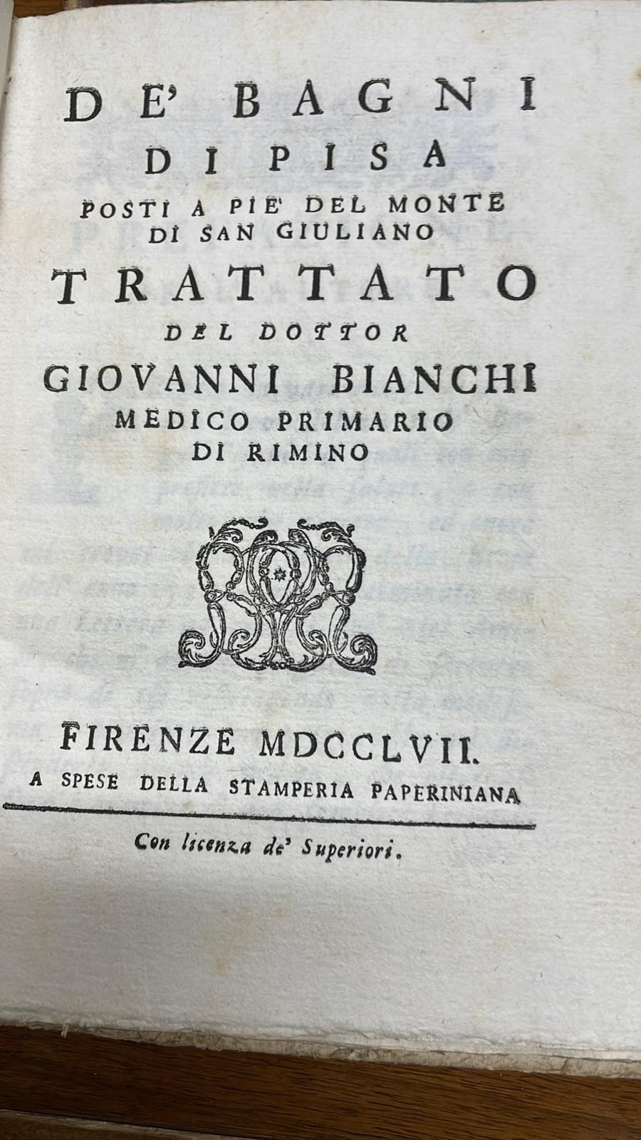 Giovanni Bianchi, Dei Bagni di Pisa