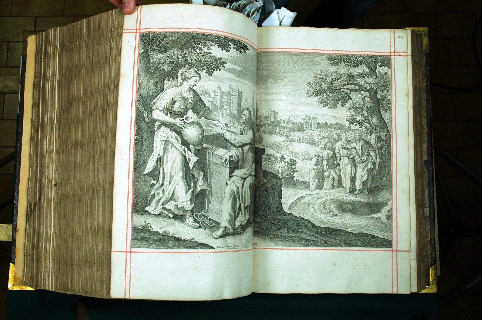 Tavola con scena biblica