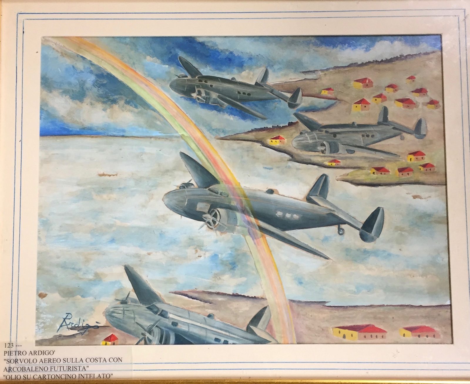 Pietro Ardigò, Sorvolo aereo sulla costa con arcobaleno futurista